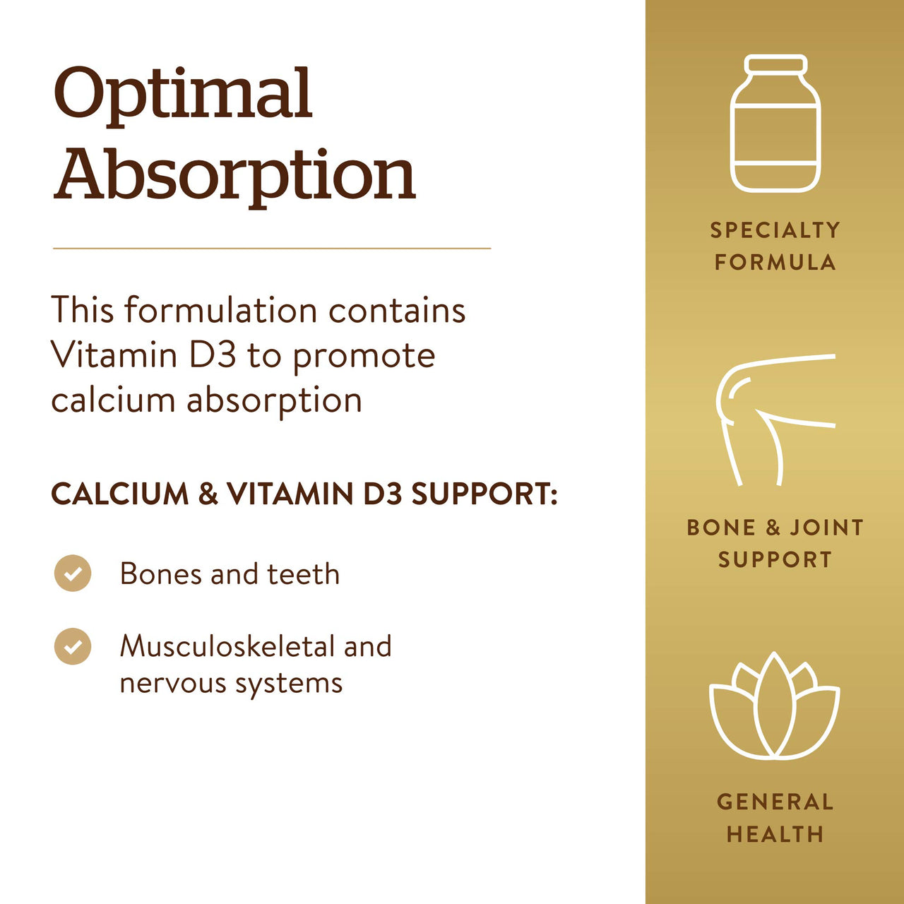 Solgar Calcium Citrate with Vitamin D3, 240 Tablets - Promotes Healthy Bones & Teeth, Supports Musculoskeletal & Nervous Systems - Non-GMO, Gluten-Free, Dairy Free, Kosher - 60 Servings