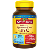 Thumbnail for Nature Made Extra Strength Omega 3 Fish Oil Supplements, 1400mg, Fish Oil Omega 3 Supplements as Ethyl Esters for Healthy Heart, Brain, Eyes, Mood Support, 45 Softgels, 45 Day Supply