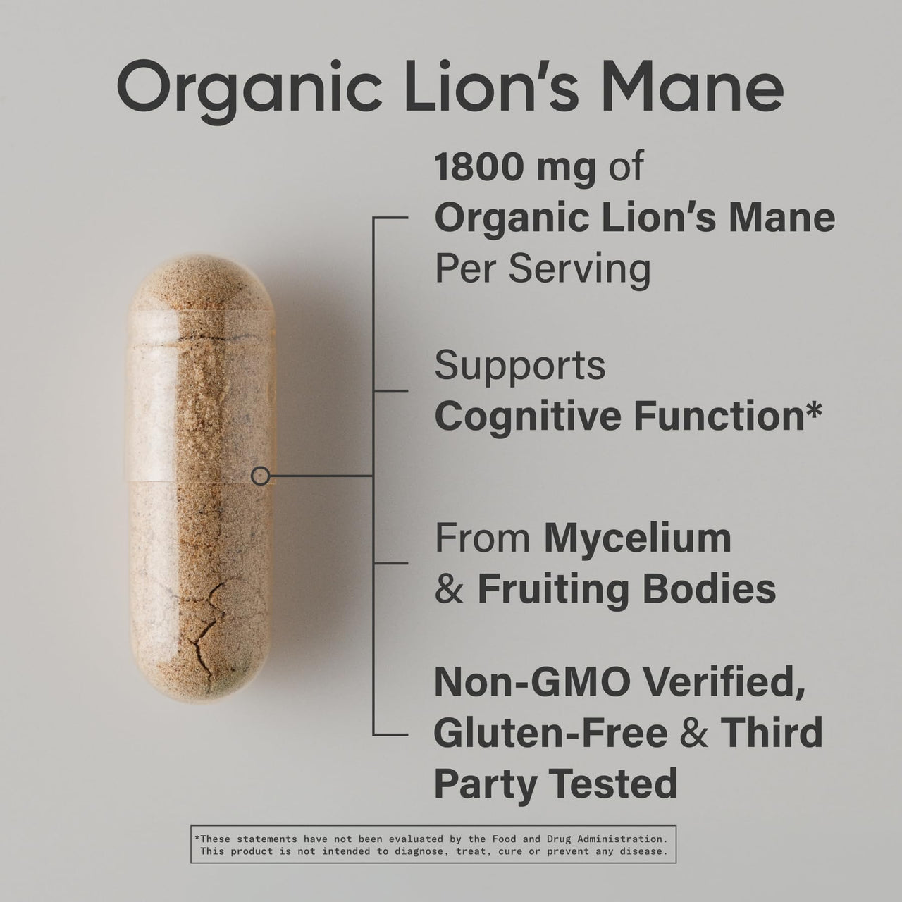 Sports Research® Cognitive Support Pack - Organic Lion's Mane Mushroom Supplement 1800mg + Vitamin D3 + K2 w/Coconut Oil - Vegan Vitamin D 5000iu + Omega-3 Fish Oil 1250