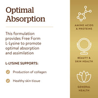 Thumbnail for Solgar L-Lysine 1000 mg, 250 Tablets - Enhanced Absorption and Assimilation - Promotes Integrity of Skin and Lips - Collagen Support - Amino Acids - Non-GMO, Vegan, Gluten Free - 250 Servings