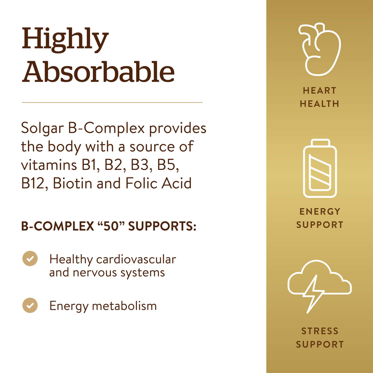 Solgar B-Complex “50”, 250 Vegetable Capsules - Energy Metabolism, Cardiovascular Support, Nervous System Support - Non-GMO, Vegan, Gluten Free, Dairy Free, Kosher - 250 Servings
