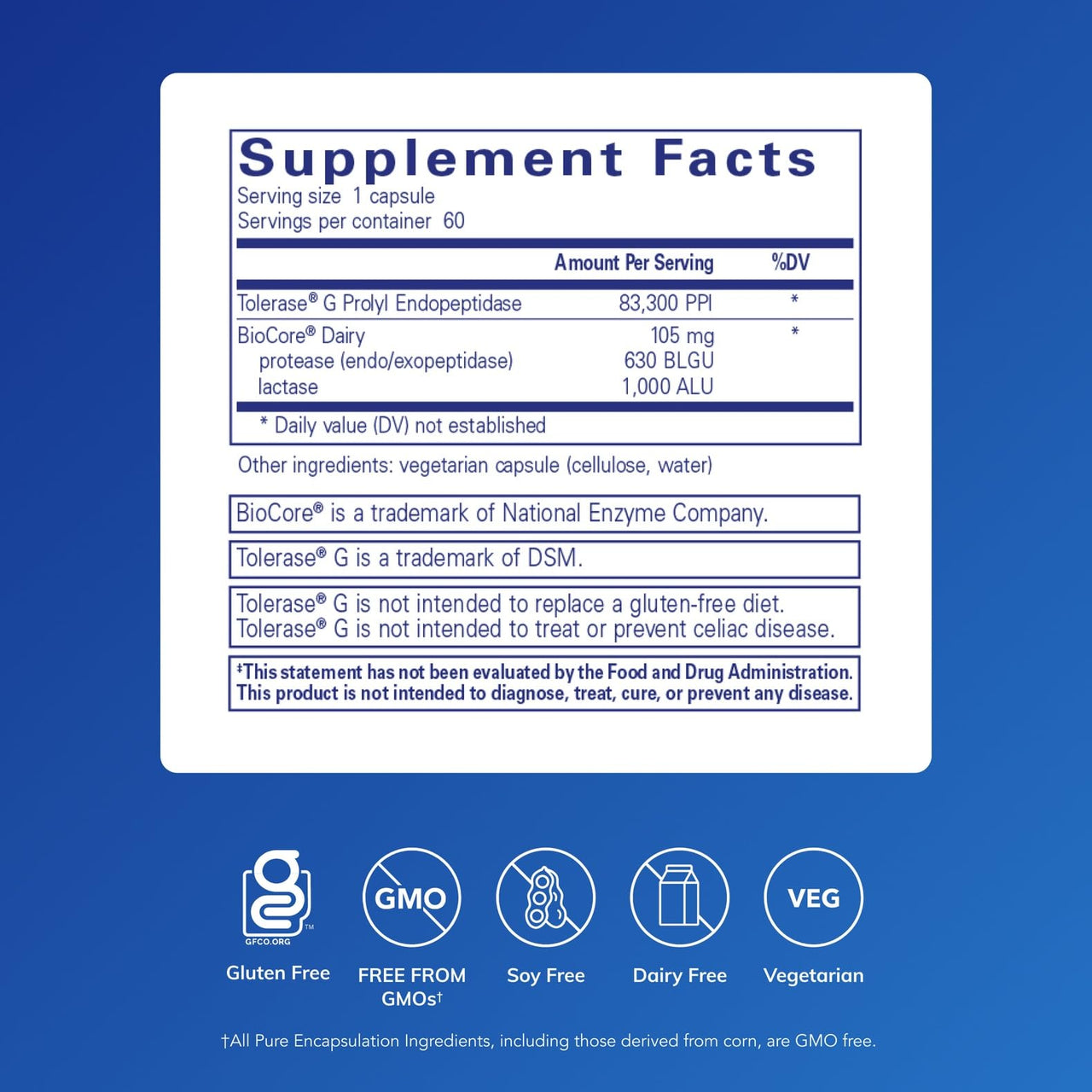 Pure Encapsulations Gluten/Dairy Digest | Unique Mix of Enzymes to Support Healthy Gluten and Dairy Digestion* | 60 Capsules