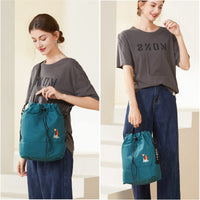Thumbnail for Togood Women's Casual Canvas Tote Handbag with Sunshine Embroidery, Blackish Green, Medium