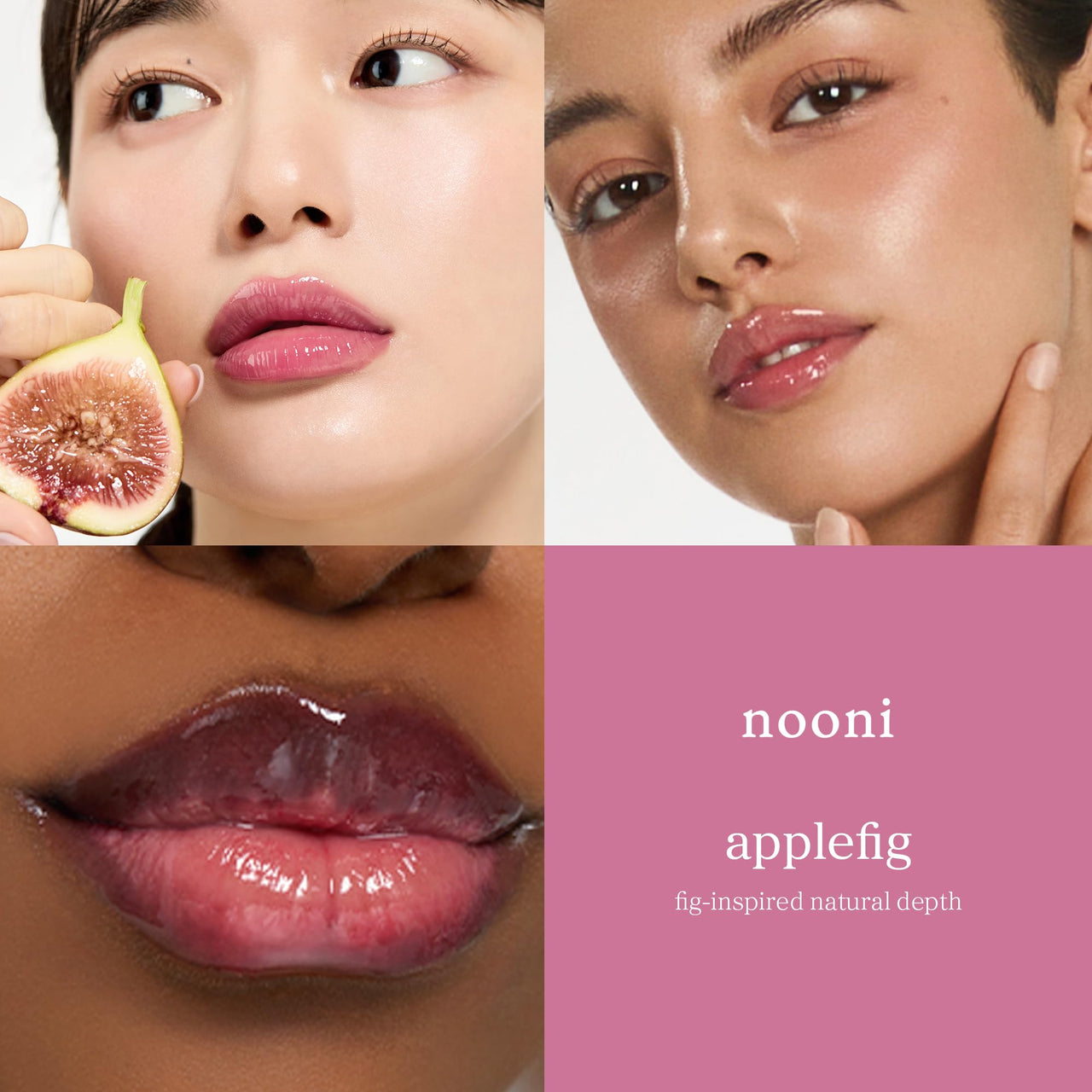 NOONI Korean Lip Oil - Applefig | Long-Lasting, Moisturizing, Plumping, Revitalizing for Dry Lips, Waterproof, No Peel Off, Hydrating, Nourishing Crystal Clear, 0.12 FL Oz