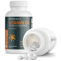 Thumbnail for Bronson Vitamin D3 10,000iu (250mcg) Healthy Muscle Function and Immune Support, Non-GMO, 360 Tablets