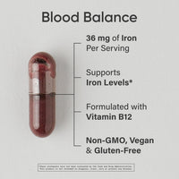 Thumbnail for Sports Research® Blood Balance Iron Supplement - 36 MG Iron + Folate & Vitamin C for Absorption - Red Blood Cell Support for Women & Men* - Vegan Certified · Non-GMO · Gluten-Free - 90 Capsules