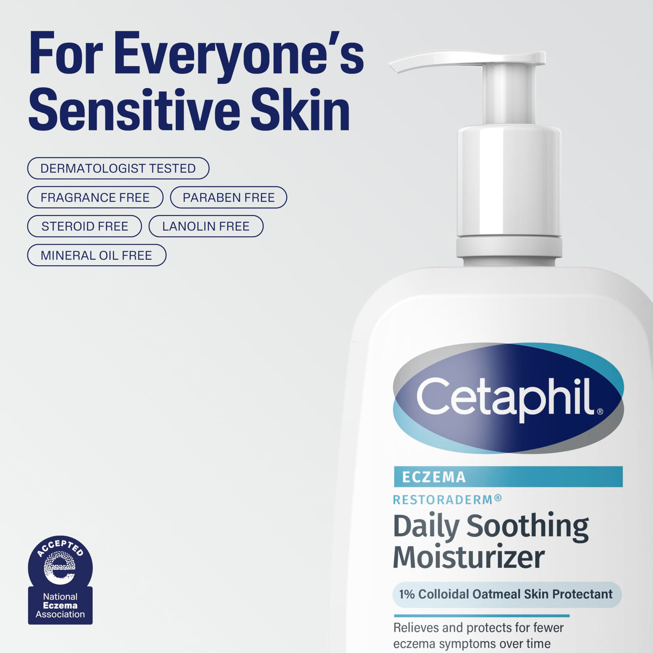 CETAPHIL ECZEMA RESTORADERM Soothing Moisturizer, For Eczema Prone Skin, 16 oz, Fewer Symptom Flare-Ups, 48 Hour Hydration, 1% Skin Protectant Colloidal Oatmeal, Steroid Free, Doctor Recommended Brand