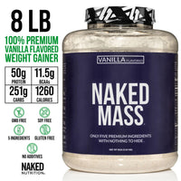 Thumbnail for NAKED Vanilla Mass Gainer (8LB Bulk) Creatine Monohydrate 500g (100 Servings) – Non-GMO; Gluten Free; Soy Free; No Fillers; Strength Support