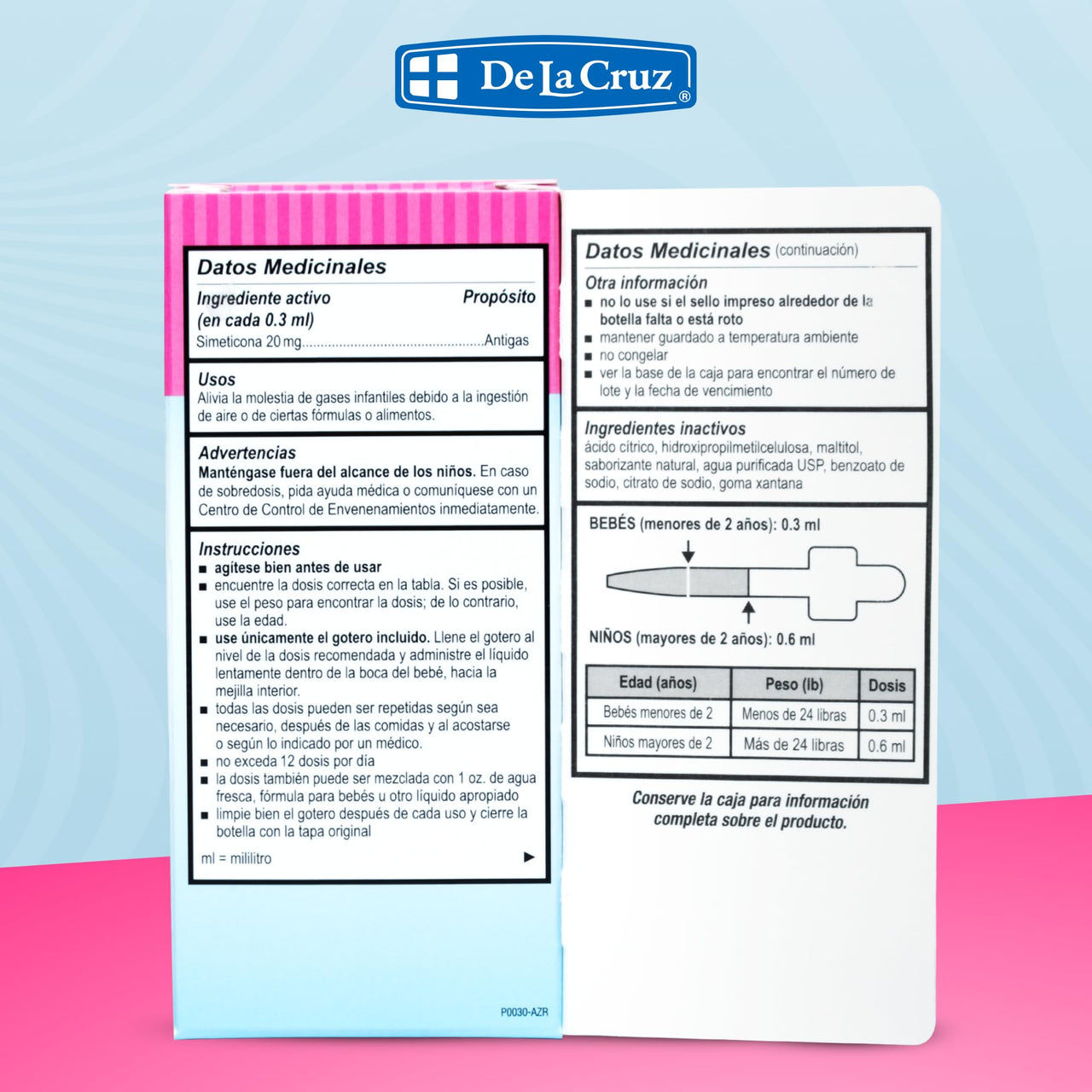 De La Cruz Gas Drops for Babies - Quita Cólicos Infant Gas Relief with Simethicone - Safe Colic Drops for Newborns 1 FL. OZ. (30 mL)