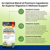 Thumbnail for Advanced Prebiotics and Probiotics for Women & Men, Immune, Digestive & Gut Health with L. Reuteri, Inulin Fiber, Digestive Enzymes, Non-GMO, Gluten-Free, Dairy-Free, 30 Capsules