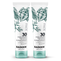Thumbnail for Badger Zinc Oxide Face Sunscreen SPF 30, Lightweight Mineral Sunscreen for Face, Matte Finish, No White Cast, Vegan, Water Resistant, Unscented, Mineral Sunblock Lotion, 1.7 fl oz, 2-Pack