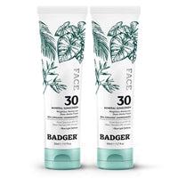 Thumbnail for Badger Zinc Oxide Face Sunscreen SPF 30, Lightweight Mineral Sunscreen for Face, Matte Finish, No White Cast, Vegan, Water Resistant, Unscented, Mineral Sunblock Facial Lotion, 1.7 fl oz, 2-Pack