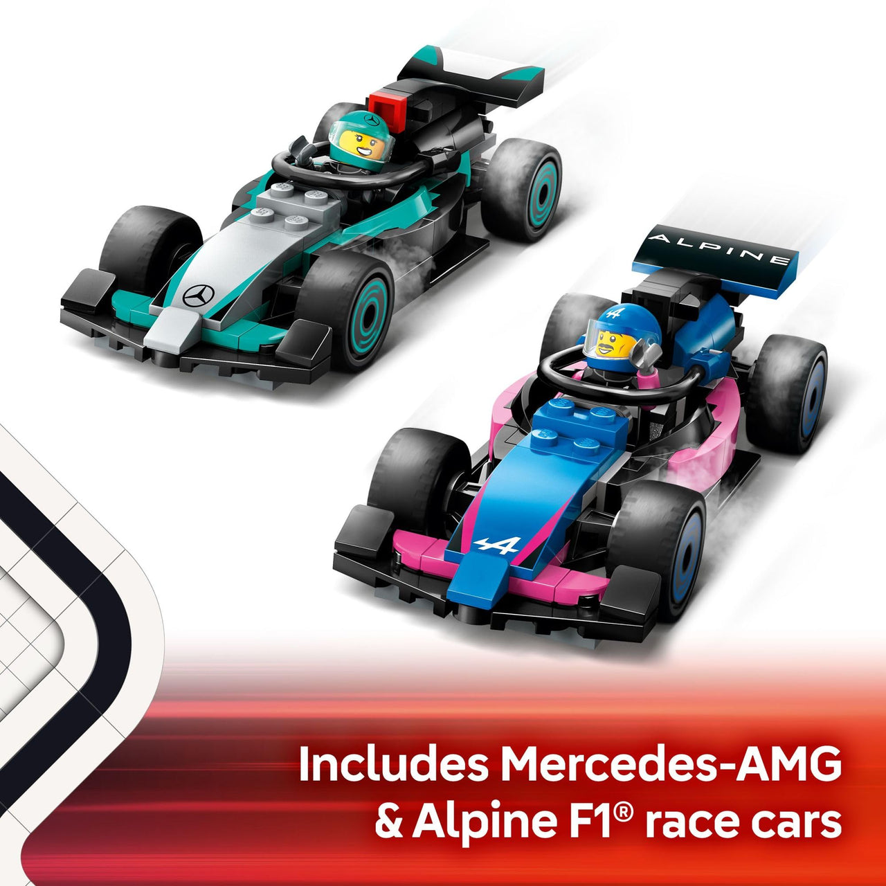 LEGO City F1 Garage & Mercedes-AMG & Alpine Cars Toy - Model Race Car Building Toy and Portable Playset for Kids, Boys and Girls, Ages 7+ - F1 Collectible for Fans - Gift Idea for Birthdays - 60444