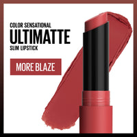 Thumbnail for Maybelline Color Sensational Ultimatte Matte Lipstick, Non-Drying, Intense Color Pigment, More Blaze, Terracotta Rose, 1 Count