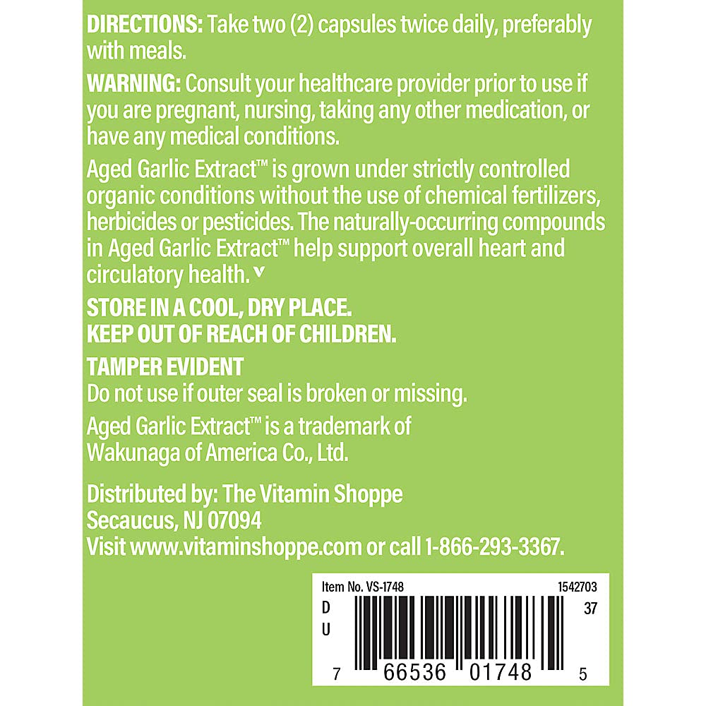 The Vitamin Shoppe Garlic 600 MG - Cardiovascular Health, Immune Support & Antioxidant Protection (300 Capsules)