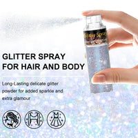 Thumbnail for Hair and Body Glitter Spray, 1PC Glint-Rainbow Glitter Hairspray Dry Powder Makeup for Clothes, Festival Rave Prom Loose Sparkle Powder,Holographic Ultra Fine Resin Glitters for Crafts (Glint-Rainbow)