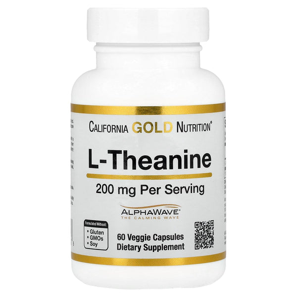 California Gold Nutrition L-Theanine, Featuring AlphaWave®, 200 mg, 60 Veggie Capsules