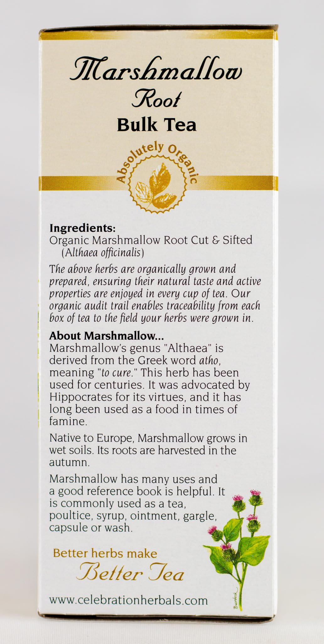 Celebration Herbals Organic Marshmallow Root Bulk Tea Caffeine Free -- 1.76 oz