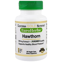Thumbnail for California Gold Nutrition Hawthorn Extract EuroHerbs 300 mg 60 Veggie Caps, Milk-Free, Egg-Free, Fish-Free, Gluten-Free, No Artificial Colors, Peanut Free, Treenut Free, Shellfish Free, Soy-Free, CGN