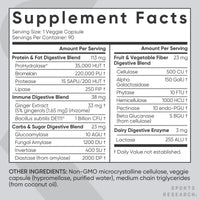 Thumbnail for Sports Research Digestive Enzymes with Probiotics & Ginger - Plant Based for Dairy, Protein, Sugar & Carbs - Non-GMO Verified & Vegan Friendly (90 Veggie Capsules)