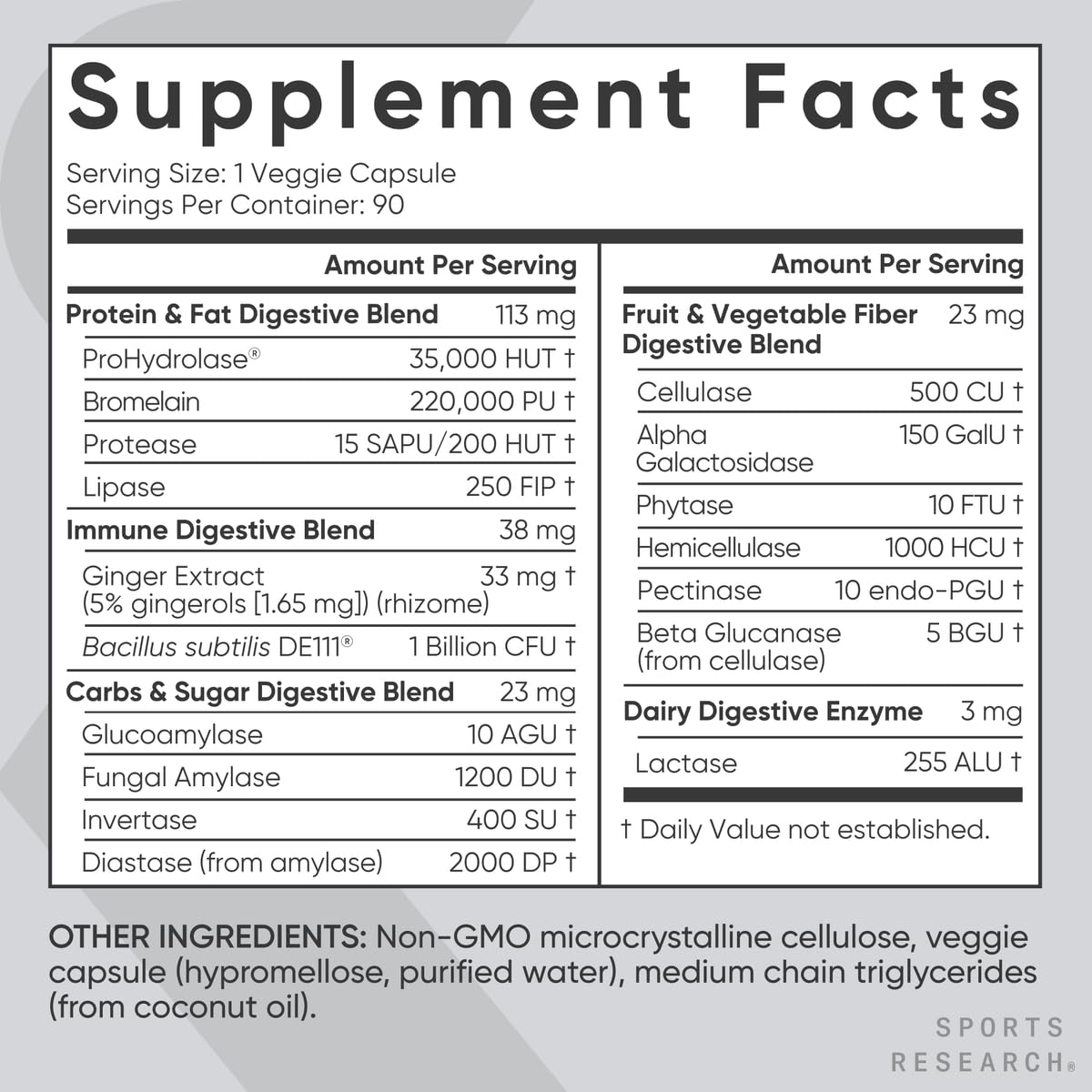 Sports Research® Double Strength L-Theanine Supplement Suntheanine Softgels for Focus, Relaxation & Alertness with Coconut Oil 60 Count and Digestive Enzymes + Probiotics & Ginger Plant Based 90 Count