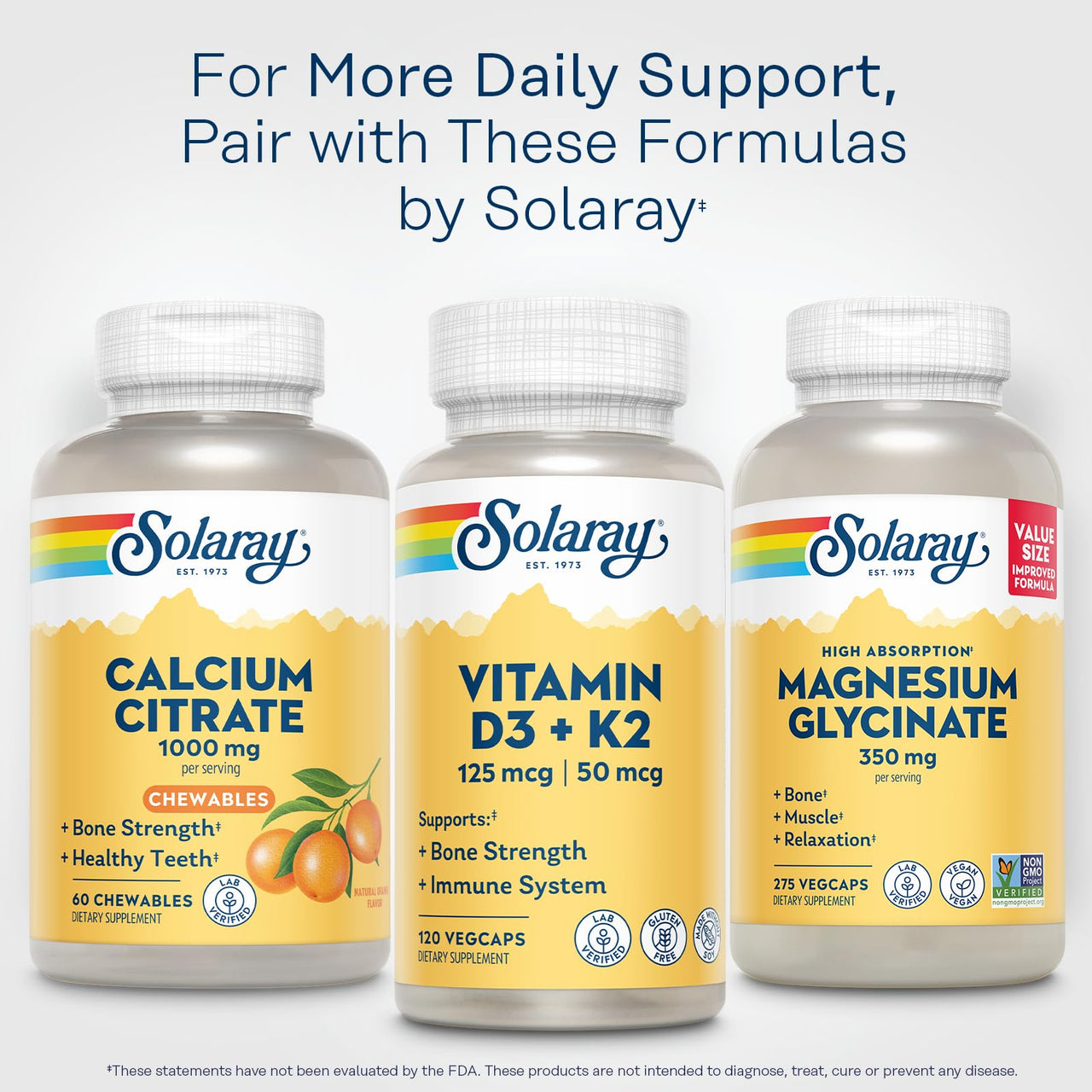 SOLARAY Calcium Citrate 1000mg - Chewable Calcium Supplements for Women and Men - Healthy Teeth and Bone Support - Great, Natural Orange Flavor - Vegan, Gluten Free, 60-Day Guarantee - 15 Servings