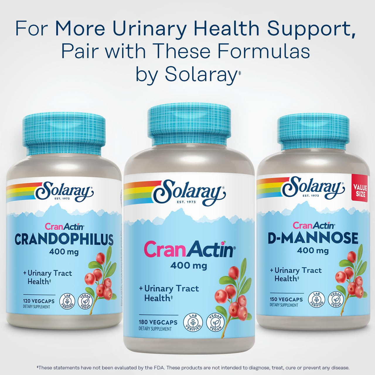 Solaray Cranactin Cranberry AF Extract Capsules, 400 mg, 180 Count