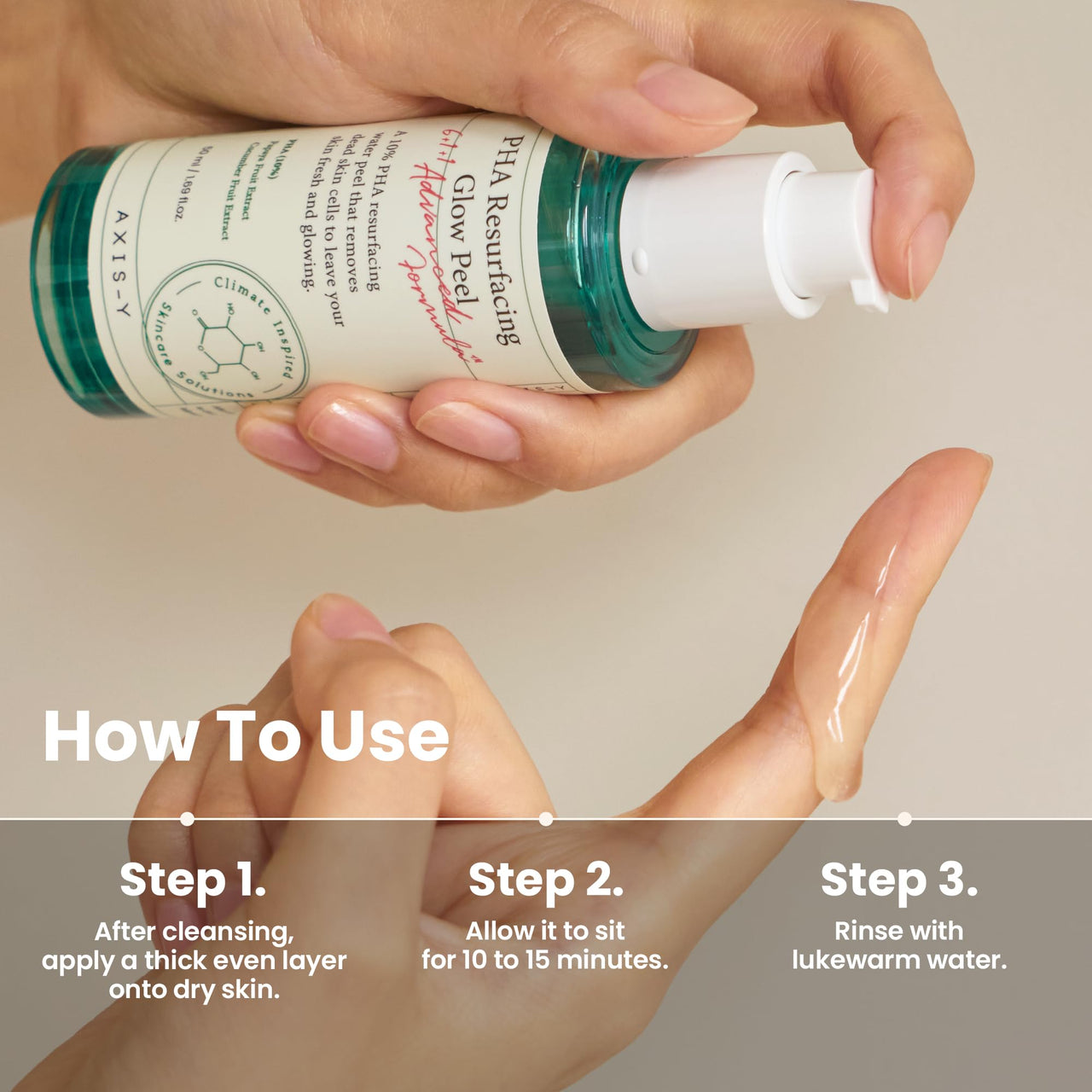 AXIS-Y PHA Resurfacing Glow Peel - 10% PHA Fruit Extract Mild Peeling Gel Exfoliator Pore Minimizer for Face - Vegan Korean Skin Care Glass Skin Face Peel - 1.69 fl. oz.