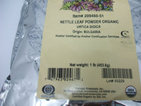 Thumbnail for Starwest Bottanicals Organic Nettle Leaf Powder 1lb Bag