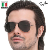 Thumbnail for Ray-Ban RB3025 Classic Total Black Collection Polarized Aviator Shape Sunglasses With Eyewear Kit Bundle - Adjustable Nose Pads - Casual Wear Retro Sunglasses