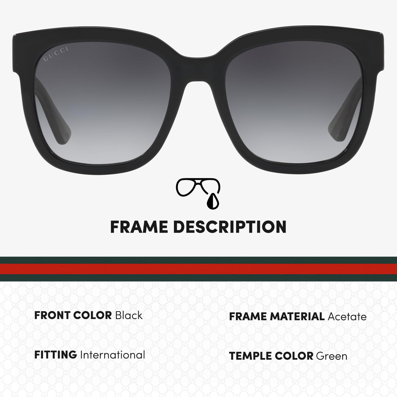 Gucci GG0034SN Designer Sunglasses: Elegant Woman Square Frame Eyewear with Premium eSHADES Kit - Epitome of Luxury and Style
