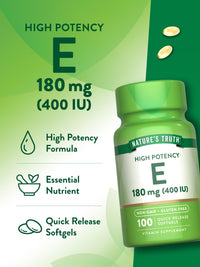 Thumbnail for Nature's Truth Vitamin E Softgels | 400 IU 180mg | 100 Count | Non-GMO & Gluten Free Supplement
