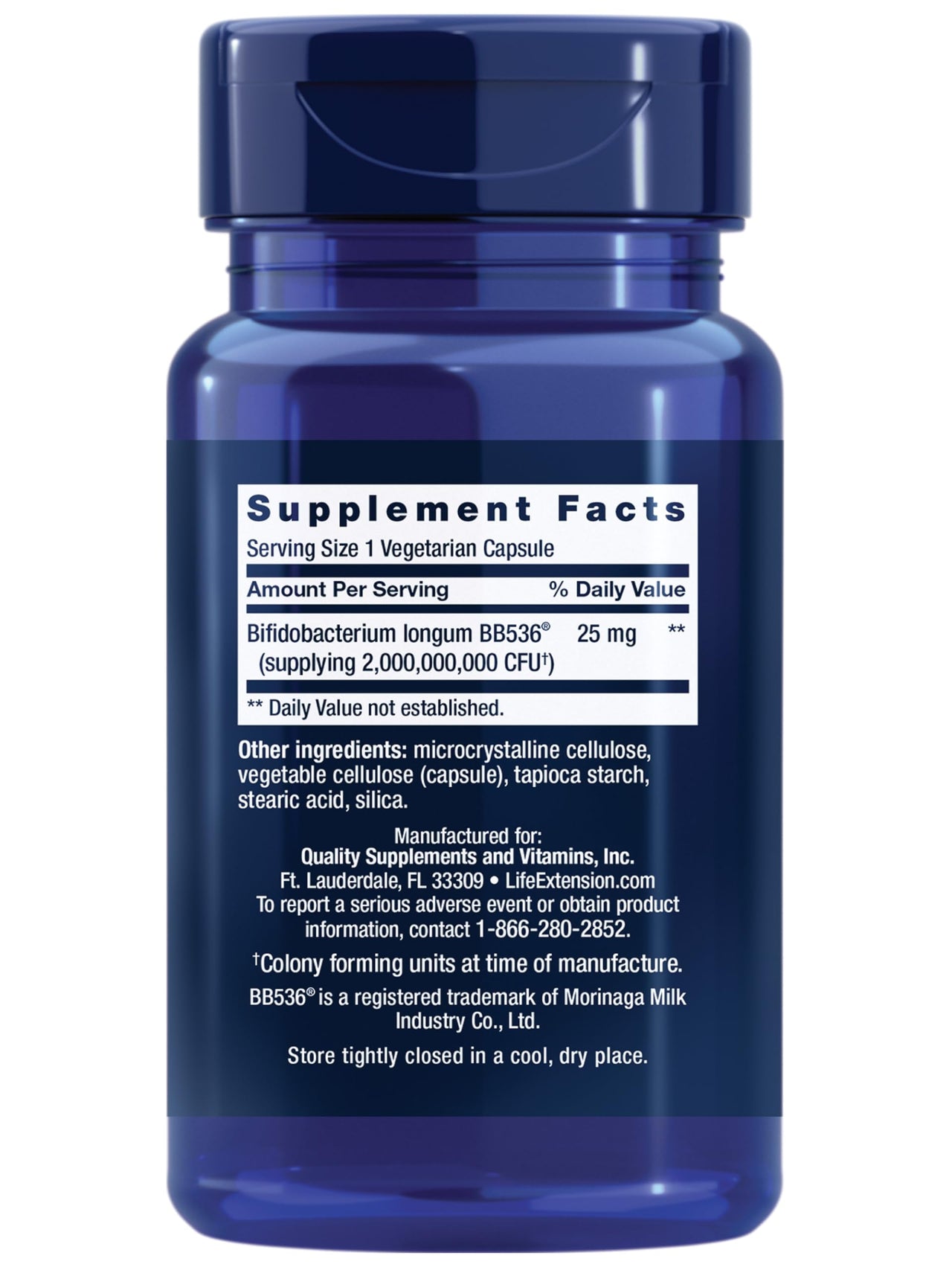 Life Extension Bifido GI Balance, probiotics, Bifidobacterium longum BB536® (2 Billion CFU), Support Healthy Gut & Digestive Health, Gluten-Free, Non-GMO, Vegetarian, 60 Capsules