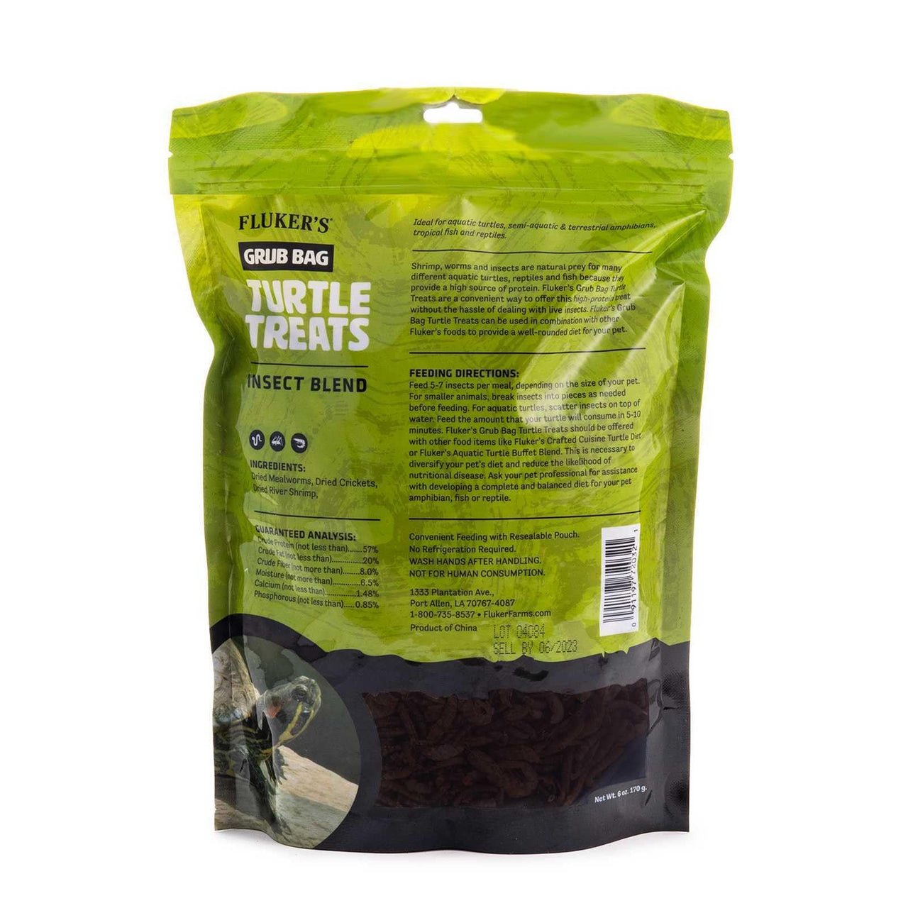 Fluker's Grub Bag Turtle Treats, Insect Blend, High Protein Freeze Dried River Shrimp, Crickets, and Mealworms, For Aquatic Turtles, Amphibians, and Reptiles, 6 oz