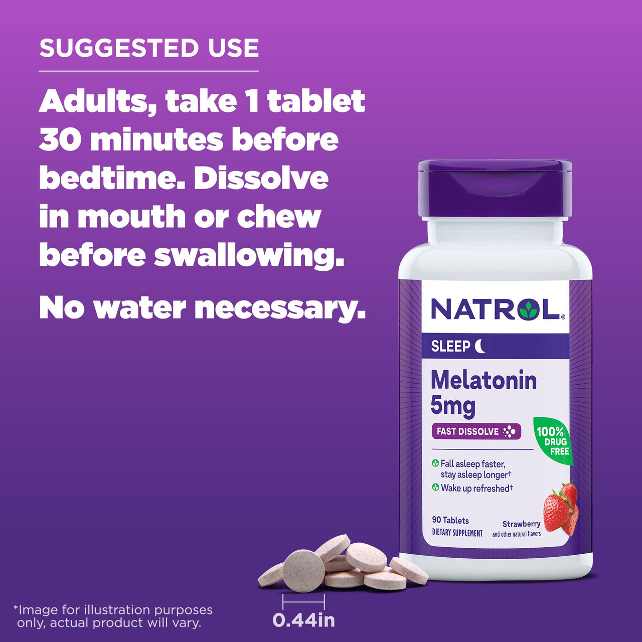 Natrol 5mg Fast Dissolve Tablets Melatonin Strawberry Flavor