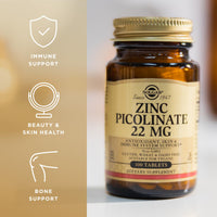 Thumbnail for Solgar Zinc Picolinate 22 mg, 100 Tablets (Pack of 3) - Promotes Healthy Skin - Supports Immune System, Normal Taste & Vision - Antioxidant - Non-GMO, Vegan, Gluten Free, Kosher - 300 Total Servings