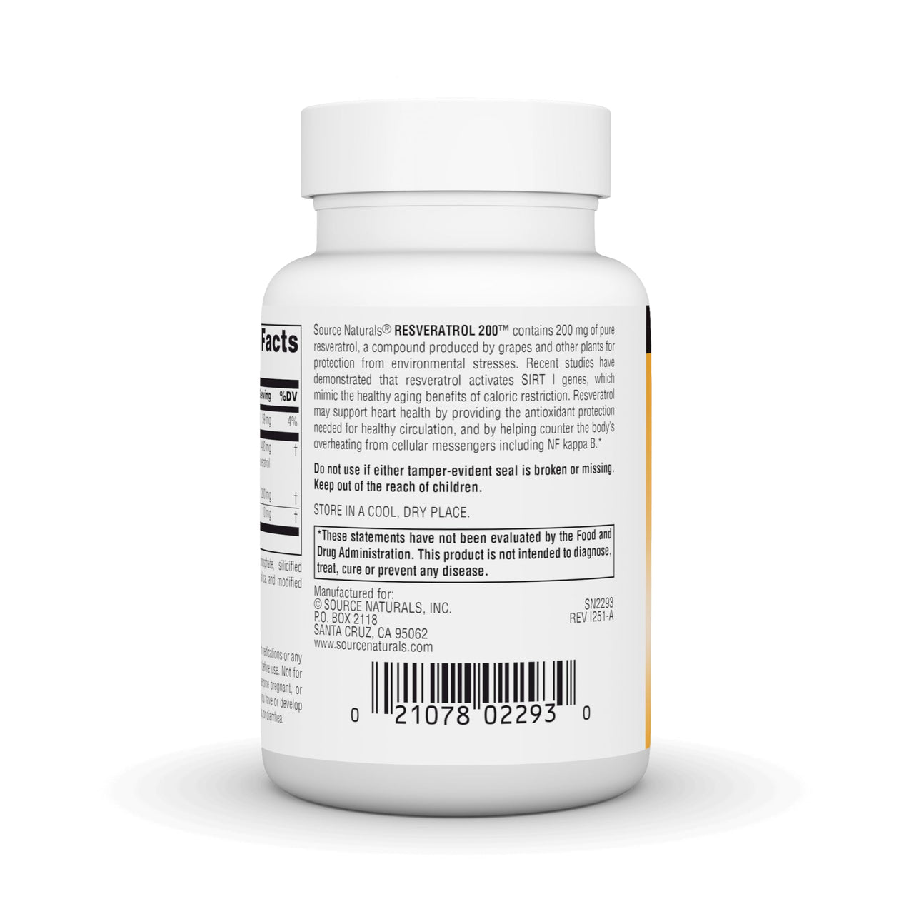 Source Naturals Resveratrol, for Heart and Healthy Aging* 200 mg - 60 Tablets