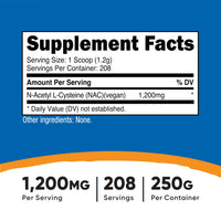 Thumbnail for Nutricost N-Acetyl L-Cysteine (NAC) Powder 250 Grams - Vegan NAC, Non-GMO, Gluten Free