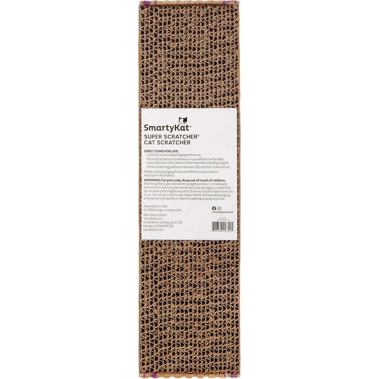 SmartyKat Super Scratcher Corrugated Cat Scratcher and Scratch Pad for Cats, Catnip Infused with Catnip, Scratchers for Indoor Cats and Kittens, Cardboard Scratching Post