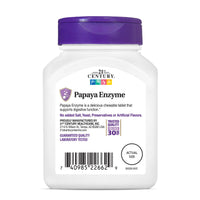 Thumbnail for 21st Century Papaya Enzyme Chewable (100 Count), Papaya & Pineapple Digestive Enzymes for Gut Health, Tropical Flavor, Non-GMO, Gluten-Free, No Added Salt, Artificial Flavors