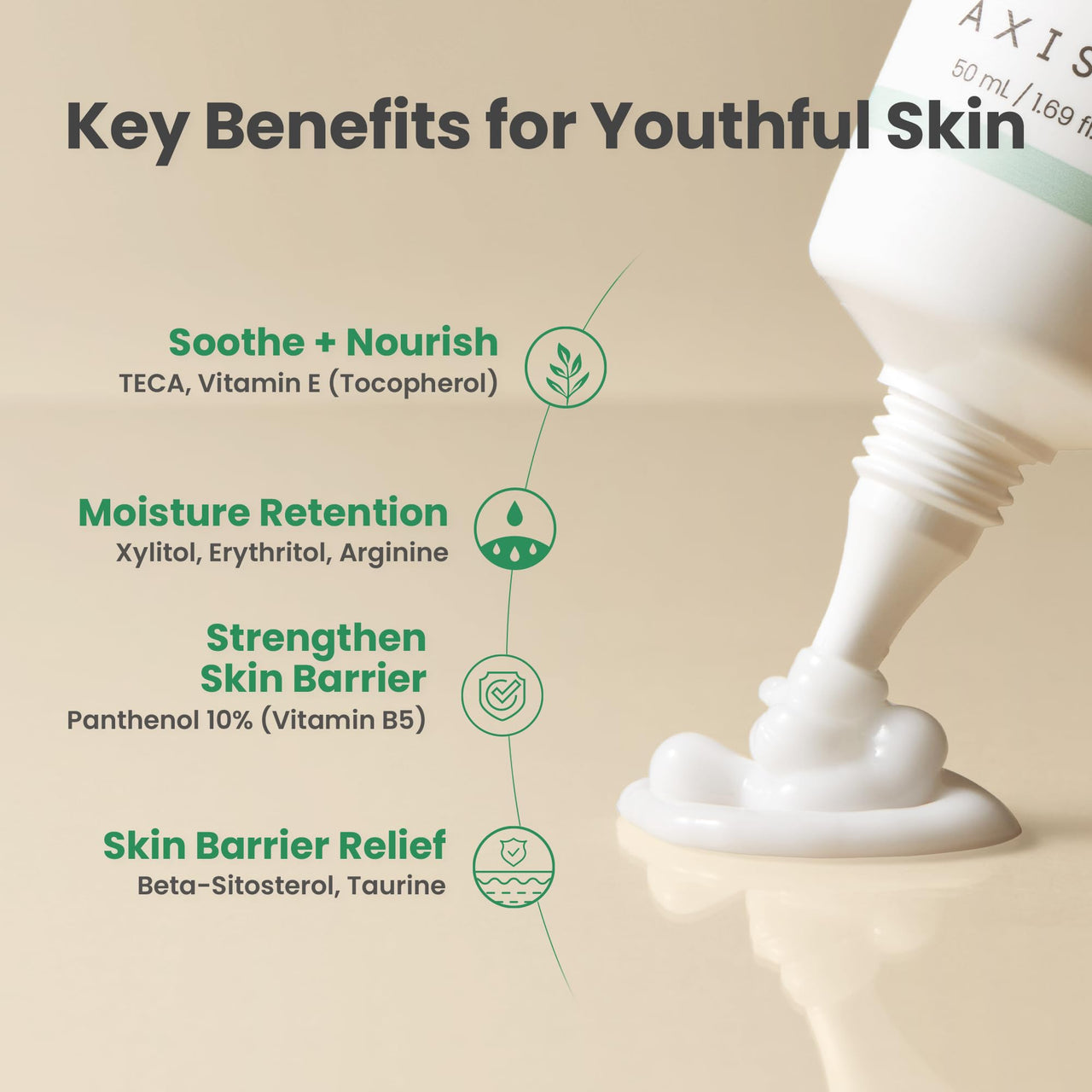 AXIS-Y Panthenol 10 Skin Smoothing Shield Cream - Daily Facial Moisturizer Barrier Cream for Long Lasting Hydration & Soothing - Vegan Korean Skin Care Face Lotion - 1.69 fl. oz.