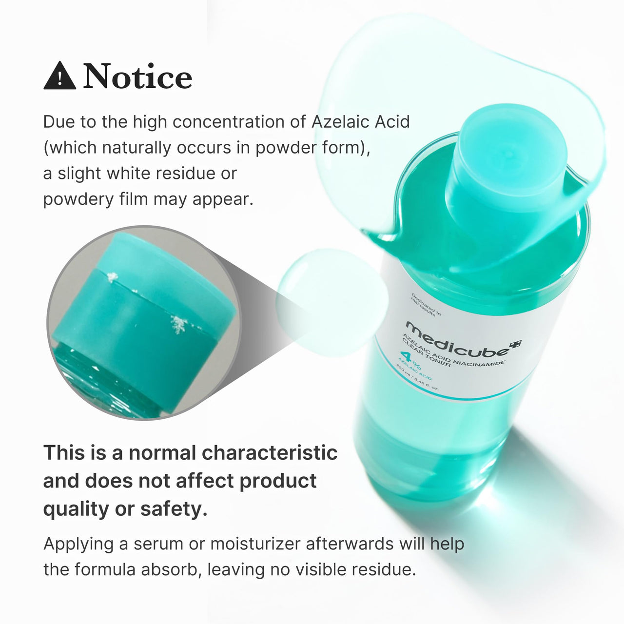 medicube Azelaic Acid Niacinamide Clarifying Toner | Troubled Skin Care, Ideal for Purifying & Calming | 4% Azelaic Acid & 2% Niacinamide| Soothing Daily Toner | Korean Skin Care | 8.45 fl.oz
