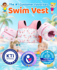 Thumbnail for HeySplash Swim Vest for Kids, Toddler Pool Floaties Fit 33-66 Lbs,Swimming Vest with Adjustable Strap, Swim Jacket Water Wing Arm Float, Puddle Beach Boat Jumper Float Device Girl,Pink Whale