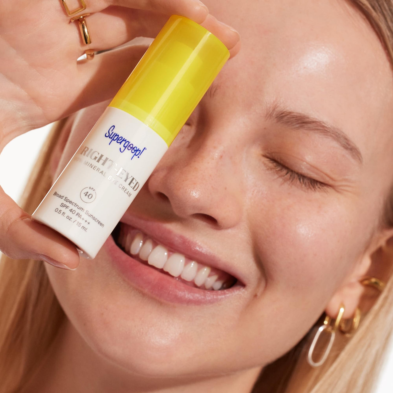 Supergoop! Bright-Eyed Mineral Eye Cream, 0.5 fl oz - SPF 40 PA+++ Hydrating & Illuminating Mineral Sunscreen - Under Eye Cream for Dark Circles & Puffiness - Revives Tired Eyes