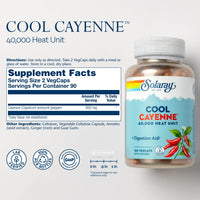 Thumbnail for SOLARAY Cool Cayenne Pepper 40,000 HU, Cayenne Pepper Capsules, Digestion Aid, Bio-Cool Process, Lab Verified, 60-Day Money-Back Guarantee, 90 Servings, 180 VegCaps