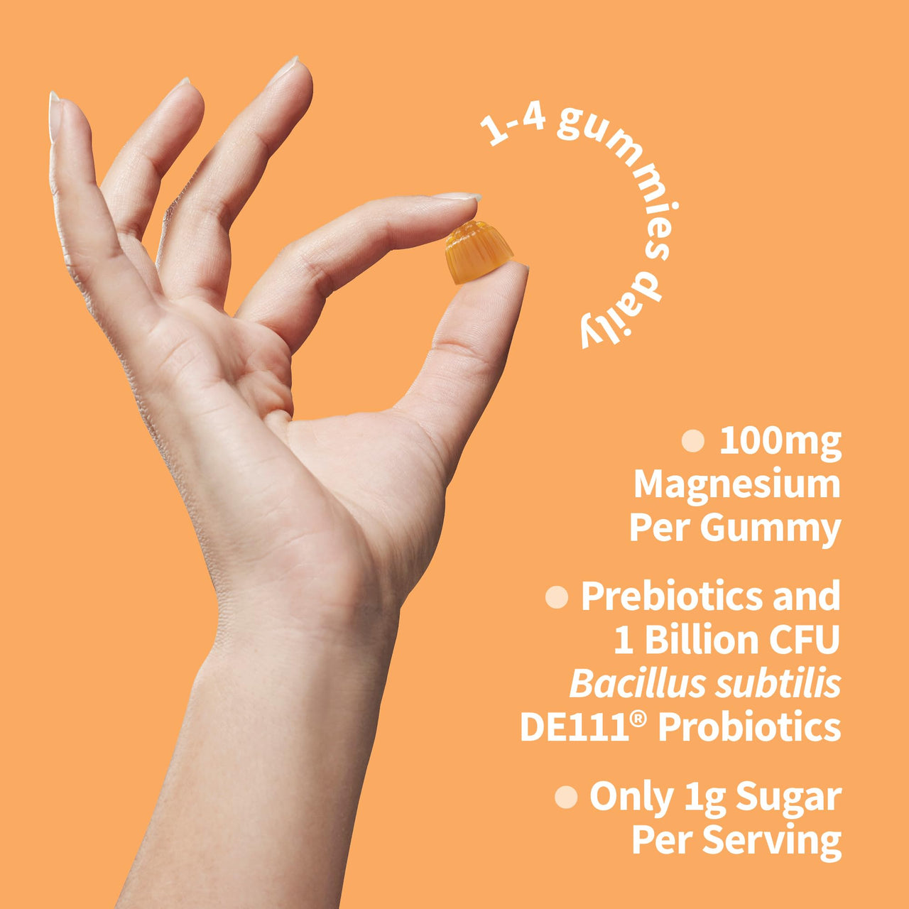Garden of Life Magnesium Citrate Supplement Gummies with Prebiotics & Probiotics for Stress, Sleep & Recovery - Vegan, Gluten Free, Kosher, Non-GMO, No Added Sugars, Peach Flavor, 60 Count