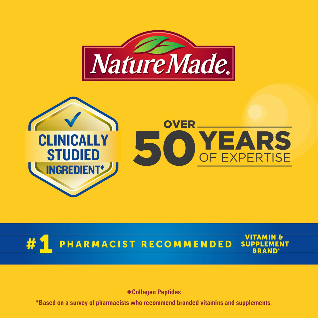 Nature Made Collagen Peptides + Vitamin C Gummies, Clinically Studied Verisol Collagen for Skin Health Support, 60 Gummies, 20 Day Supply