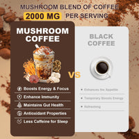 Thumbnail for Bunkell Mushroom Coffee, Adaptogenic 6 Mushrooms with Lion's Mane, Reishi, Cordyceps, Shiitake, King Trumpet & Turkey Tail, Instant Coffee Powder for Energy, Digestion & Immune Support, 30 Servings