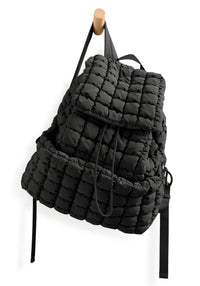Thumbnail for ODODOS Quilted Backpack 2.0 for Women Lightweight Puffer Hiker Pack Drawstring Padding Travel Gym Bag, Black