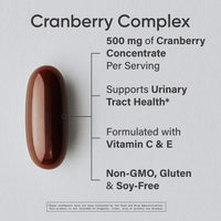 Thumbnail for Sports Research® Cranberry Fruit Complex Supplement - Softgels for Urinary Tract Health Support - Made with Pacran®­ & Vitamins C & E - Non-GMO & Gluten Free - 90 Count